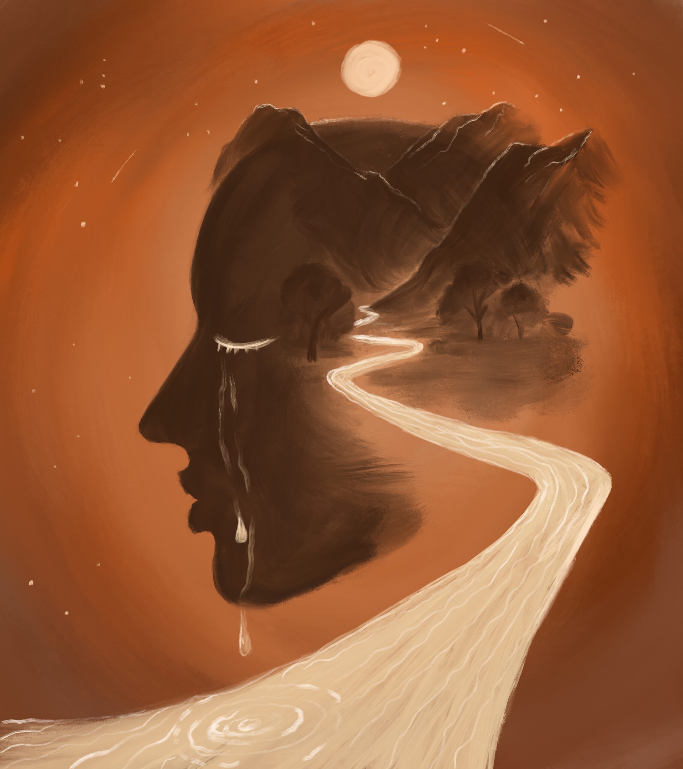 Abstract,Portrait,Symbolizing,Depression,And,Psychotherapy.,Profile,Of,A,Woman